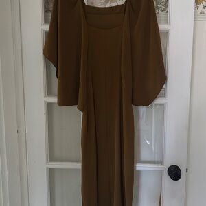 Zara Brown Dolman Sleeve Cocktail Gown